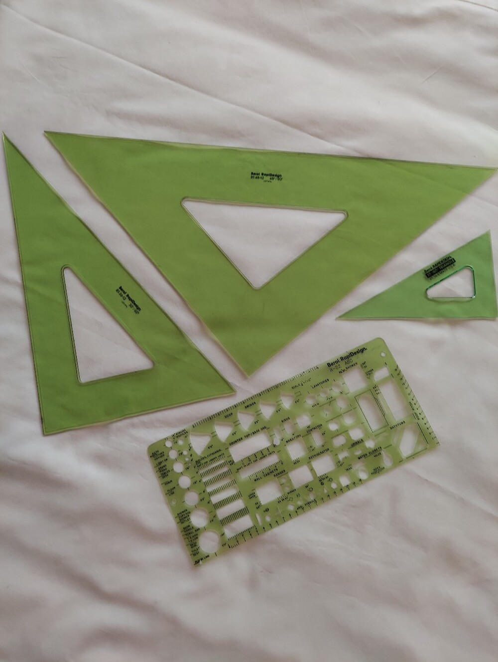 Berol RapiDesign Triangles (3), Architectual Template (1),Drafting-Drawing Tools